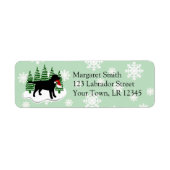 Black Labrador Evergreen Sneeuwvlokken Retouradres Etiket (Voorkant)