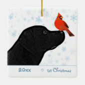 Black Labrador First Kerstpuppy Cute Dog Keramisch Ornament (Achterkant)