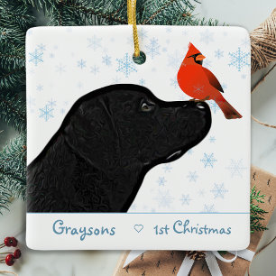 Black Labrador First Kerstpuppy Cute Dog Keramisch Ornament