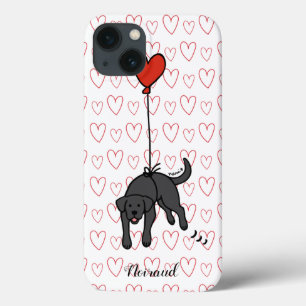 Black Labrador Floral Heart  Case-Mate iPhone Case