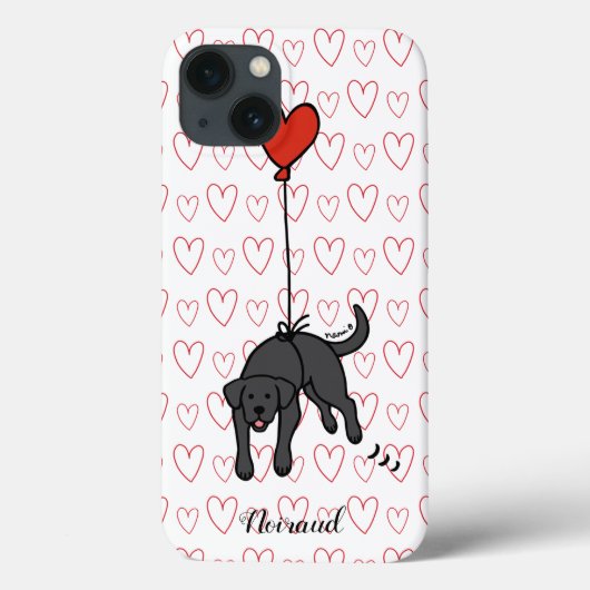 Black Labrador Floral Heart  Case-Mate iPhone Case (Achterkant)