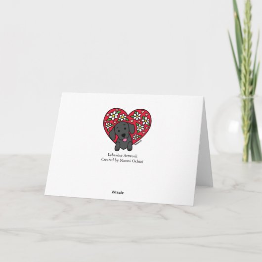 Black Labrador Floral Heart Moederdag Kaart (Achterkant)