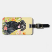 Black Labrador Flower Bagagelabel (Voorkant horizontaal)