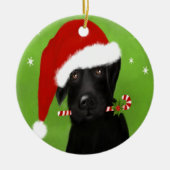 Black Labrador - Funny Kersthond Keramisch Ornament (Voorkant)