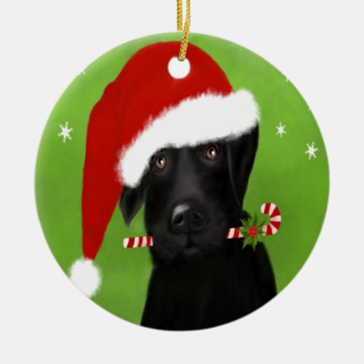 Black Labrador - Funny Kersthond Keramisch Ornament (Voorkant)