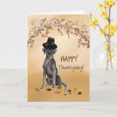 Black Labrador Funny Pilgrim Pet Thanksgiving Kaart (Gele Bloem)