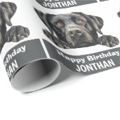Black Labrador gelukkige verjaardag schattig Cadeaupapier (Rol Hoek)