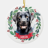 Black Labrador gepersonaliseerde Schattigee kersth Keramisch Ornament (Voorkant)