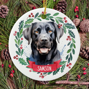 Black Labrador gepersonaliseerde Schattigee kersth Keramisch Ornament