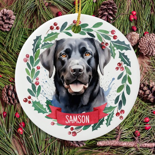 Black Labrador gepersonaliseerde Schattigee kersth Keramisch Ornament