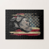 Black Labrador Gift USA Flag Lab Owner Duck Hunter Legpuzzel (Horizontaal)