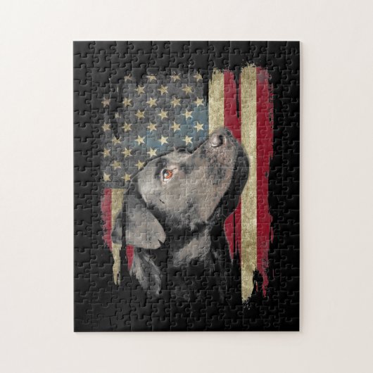 Black Labrador Gift USA Flag Lab Owner Duck Hunter Legpuzzel (Verticaal)