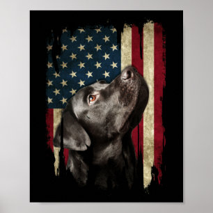 Black Labrador Gift USA Flag Lab Owner Duck Hunter Poster