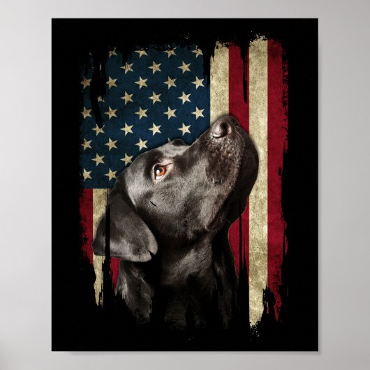 Black Labrador Gift USA Flag Lab Owner Duck Hunter Poster (Voorkant)