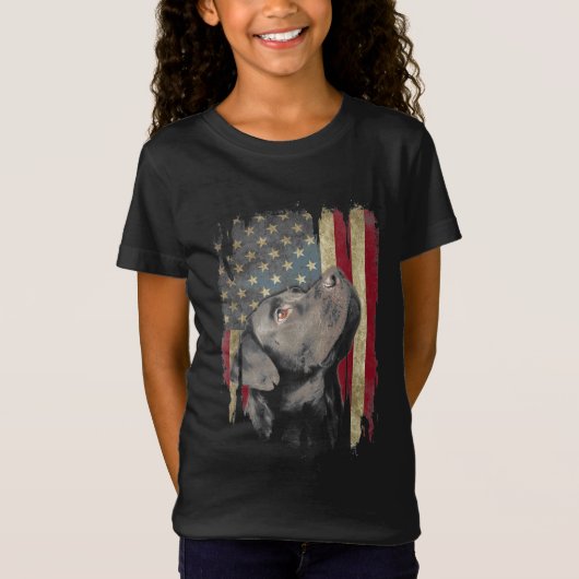 Black Labrador Gift USA Flag Lab Owner Duck Hunter T-shirt (Voorkant)