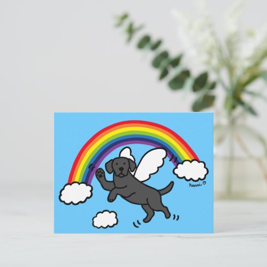 Black Labrador Guardian Angel (Rainbow Bridge) Briefkaart (Staand voorkant)