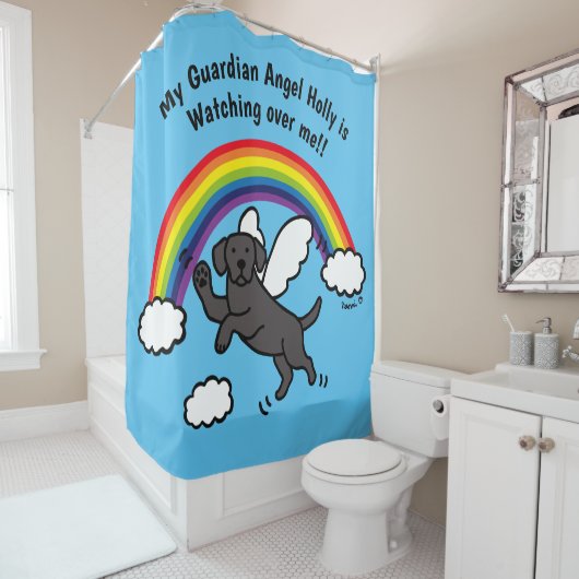 Black Labrador Guardian Angel (Rainbow Bridge) Douchegordijn (In situ)