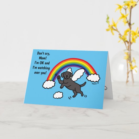 Black Labrador Guardian Angel (Rainbow Bridge) Kaart (Gele Bloem)