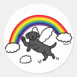 Black Labrador Guardian Angel (Rainbow Bridge) Ronde Sticker