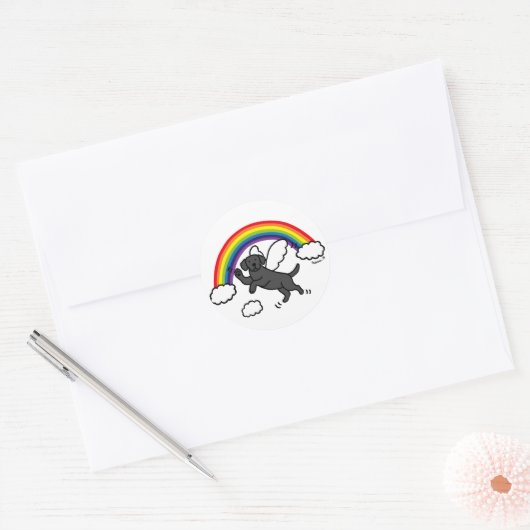 Black Labrador Guardian Angel (Rainbow Bridge) Ronde Sticker (Envelop)