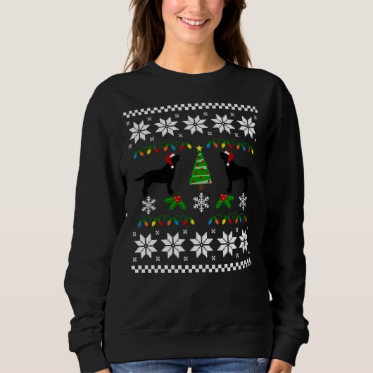 Black Labrador Happy KerstSweater Pattern Trui (Voorkant)