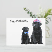 Black Labrador Happy Moederdag - Schattigee honden Feestdagenkaart (Staand voorkant)