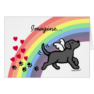 Black Labrador Hearts Rainbow Bridge Kaart