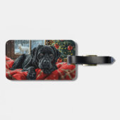 Black Labrador Hond Kerstfeest Bagagelabel (Achterkant horizontaal)