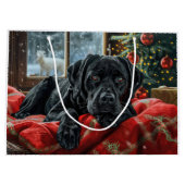 Black Labrador Hond Kerstfeest Groot Cadeauzakje (Achterkant)