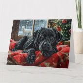 Black Labrador Hond Kerstfeest Kaart (Voorkant)
