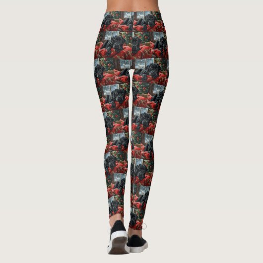 Black Labrador Hond Kerstfeest Leggings (Achterkant)