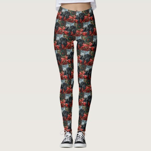 Black Labrador Hond Kerstfeest Leggings (Voorkant)