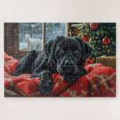 Black Labrador Hond Kerstfeest Legpuzzel (Horizontaal)