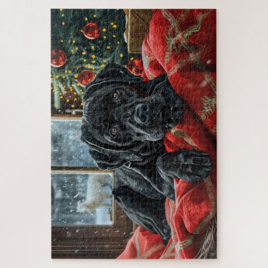 Black Labrador Hond Kerstfeest Legpuzzel (Verticaal)