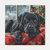 Black Labrador Hond Kerstfeest Magneet (Voorkant)