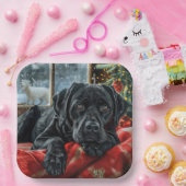 Black Labrador Hond Kerstfeest Papieren Bordje (Feest)