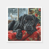 Black Labrador Hond Kerstfeest Servet (Voorkant)