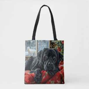 Black Labrador Hond Kerstfeest Tote Bag