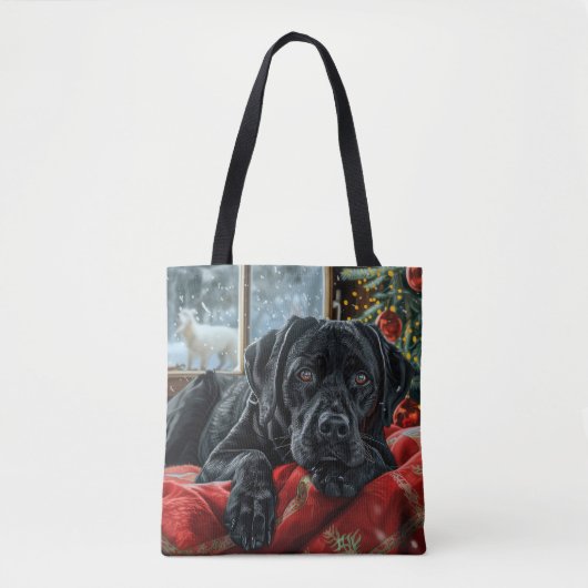 Black Labrador Hond Kerstfeest Tote Bag (Voorkant)