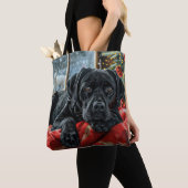 Black Labrador Hond Kerstfeest Tote Bag (Dichtbij)