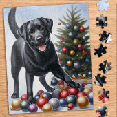 Black Labrador Hondenkerstboom Kerstmis Legpuzzel