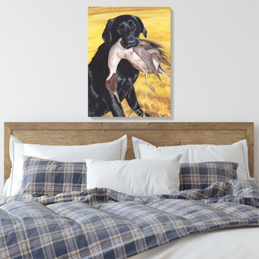 Black Labrador Hunting Dog Canvas Afdruk (Insitu (Slaapkamer))