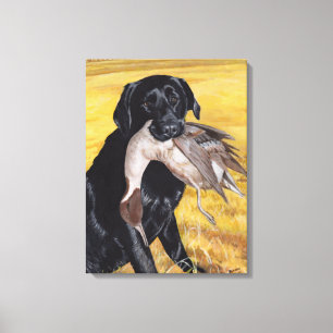 Black Labrador Hunting Dog Canvas Afdruk