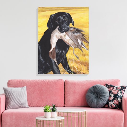 Black Labrador Hunting Dog Canvas Afdruk (Insitu (Woonkamer))