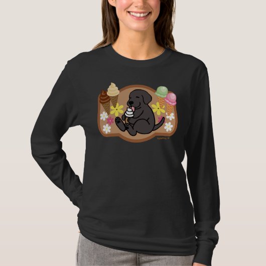 Black Labrador Ice Cream Shop T-shirt (Voorkant)