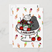 Black Labrador & Ice Cream Sundae Briefkaart (Voorkant / Achterkant)