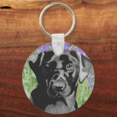Black Labrador in a Bluebell Wood Sleutelhanger (Achterkant)