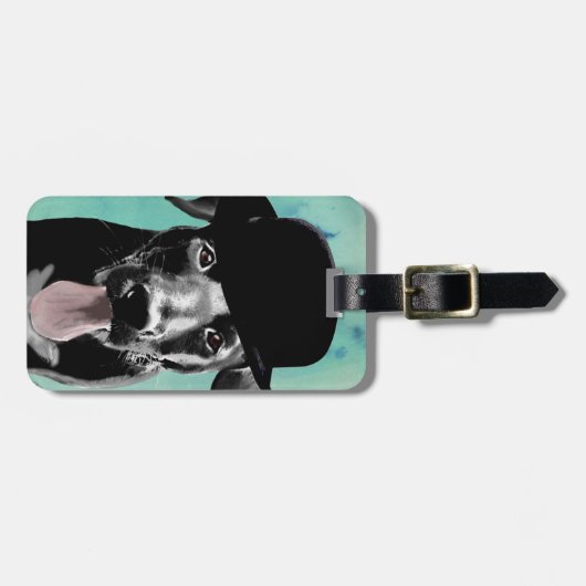 Black Labrador in Bowler Pet Bagagelabel (Voorkant horizontaal)