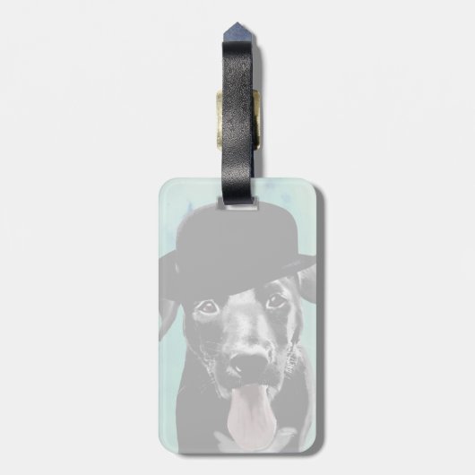 Black Labrador in Bowler Pet Bagagelabel (Achterkant verticaal)