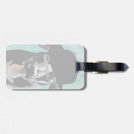 Black Labrador in Bowler Pet Bagagelabel (Achterkant horizontaal)